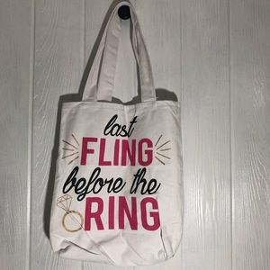 Bachelorette Party Canvas Tote Bag Last Fling Ring NWT New